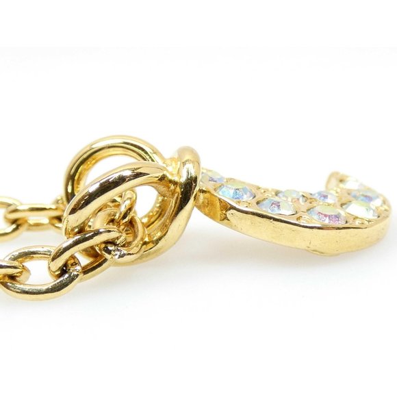 Dainty Signed Kirks Folly Gold Tone Crescent Moon Pendant Necklace Retired - Picture 3 of 12